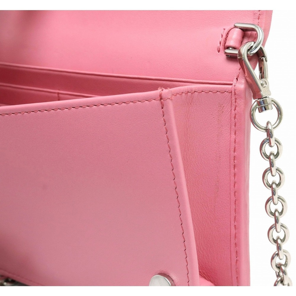 Prada Chain Wallet 2way Soft Calf Leather Pink - image 8